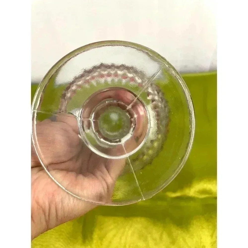 VTG Clear Pressed Indiana Glass Diamond Point Candy‎ Dish Ruby Red 7”
